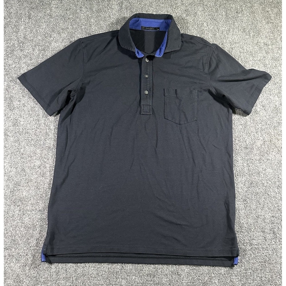 Greyson Mens M Navy Blue Pocket Polo Shirt Pima Cotton Modal Blend